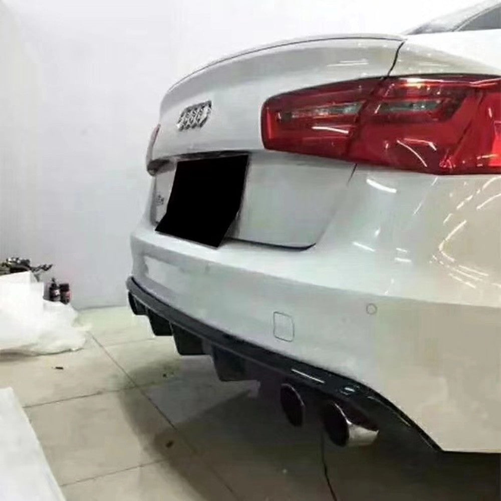 Fit Audi A6 C7 Sline S6 2012-2015 Real Carbon Rear Bumper Diffuser Lip Spoiler