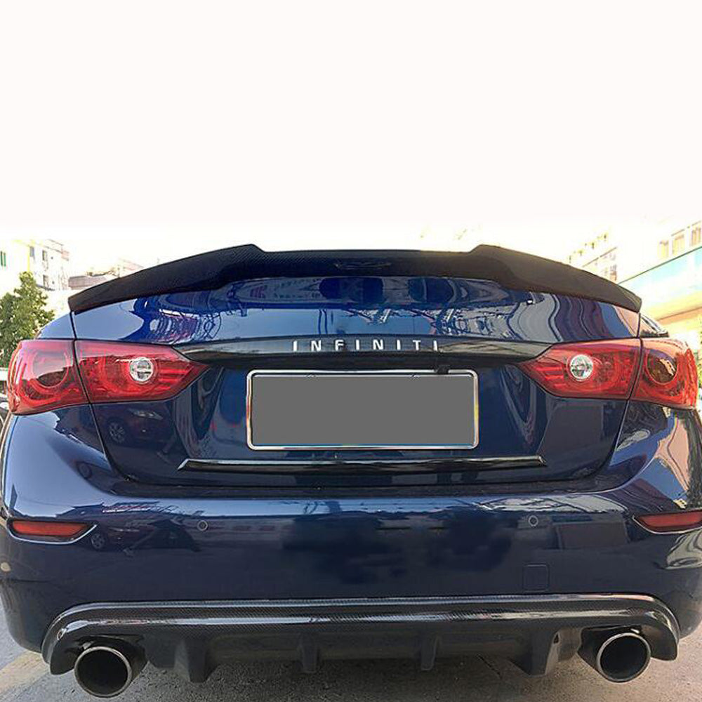 Fit Infiniti Q50 2014-2017 Real Carbon Rear Trunk Spoiler Wing