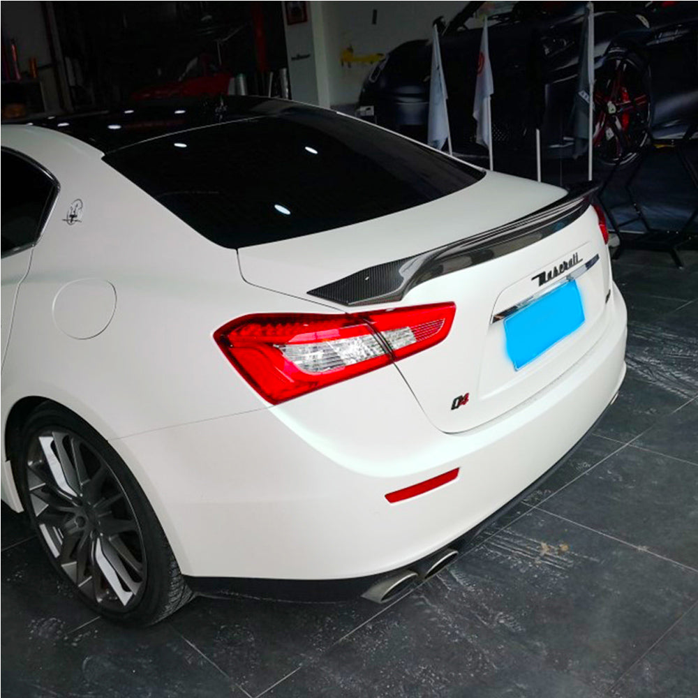 Fit Maserati Ghibli 2013-2017 Real Carbon Rear Bumper Diffuser Front Splitter Trunk Spoiler Wing