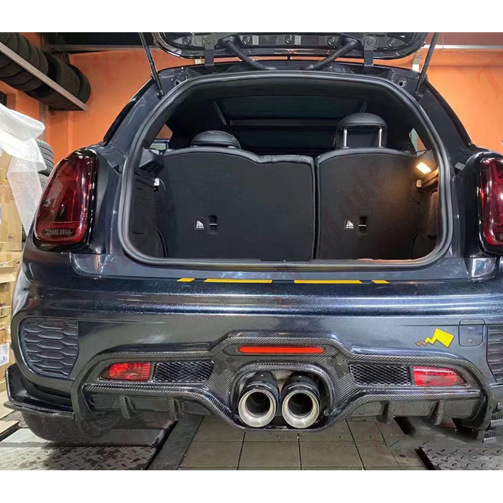 Fit Mini F55 F56 JCW 2014-2020 Real Carbon Rear Bumper Diffuser Lip Splitters