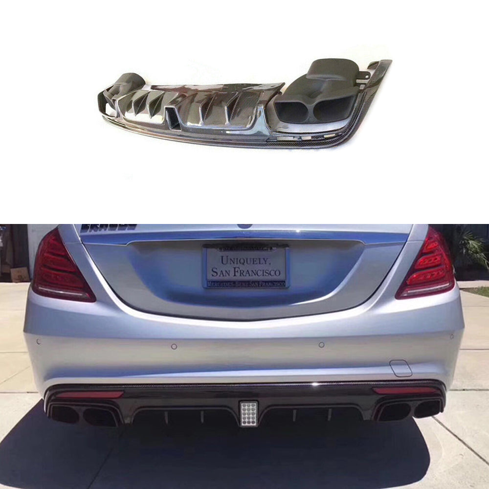 Fit Mercedes Benz W222 S63 AMG 2013-2017 Real Carbon Rear Bumper Diffuser Front Splitter Trunk Spoiler
