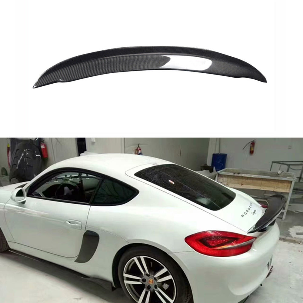 Fit Porsche Cayman 981 2013-2016 Real Carbon Rear Trunk Spoiler Wing