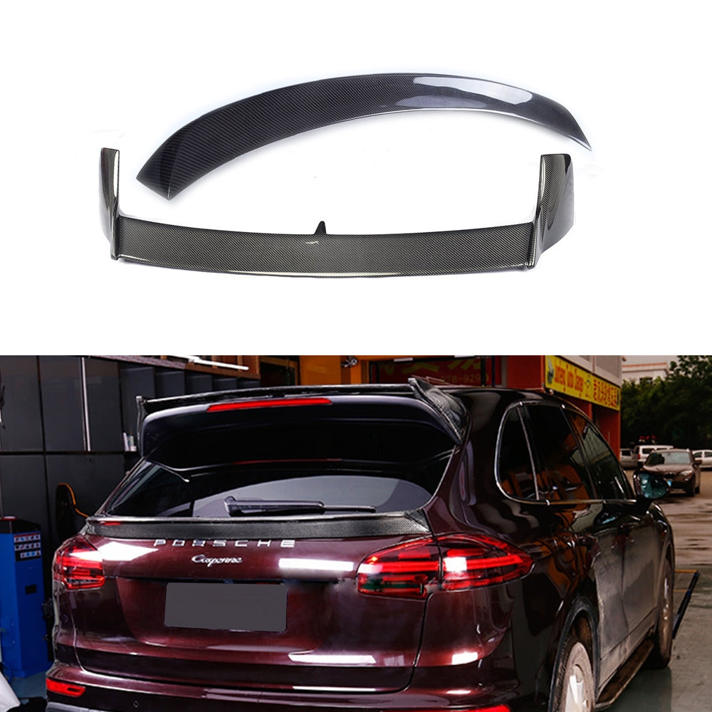 Fit porsche Cayenee 958 2015-2017 Real Carbon Rear Trunk Spoiler Roof Wing