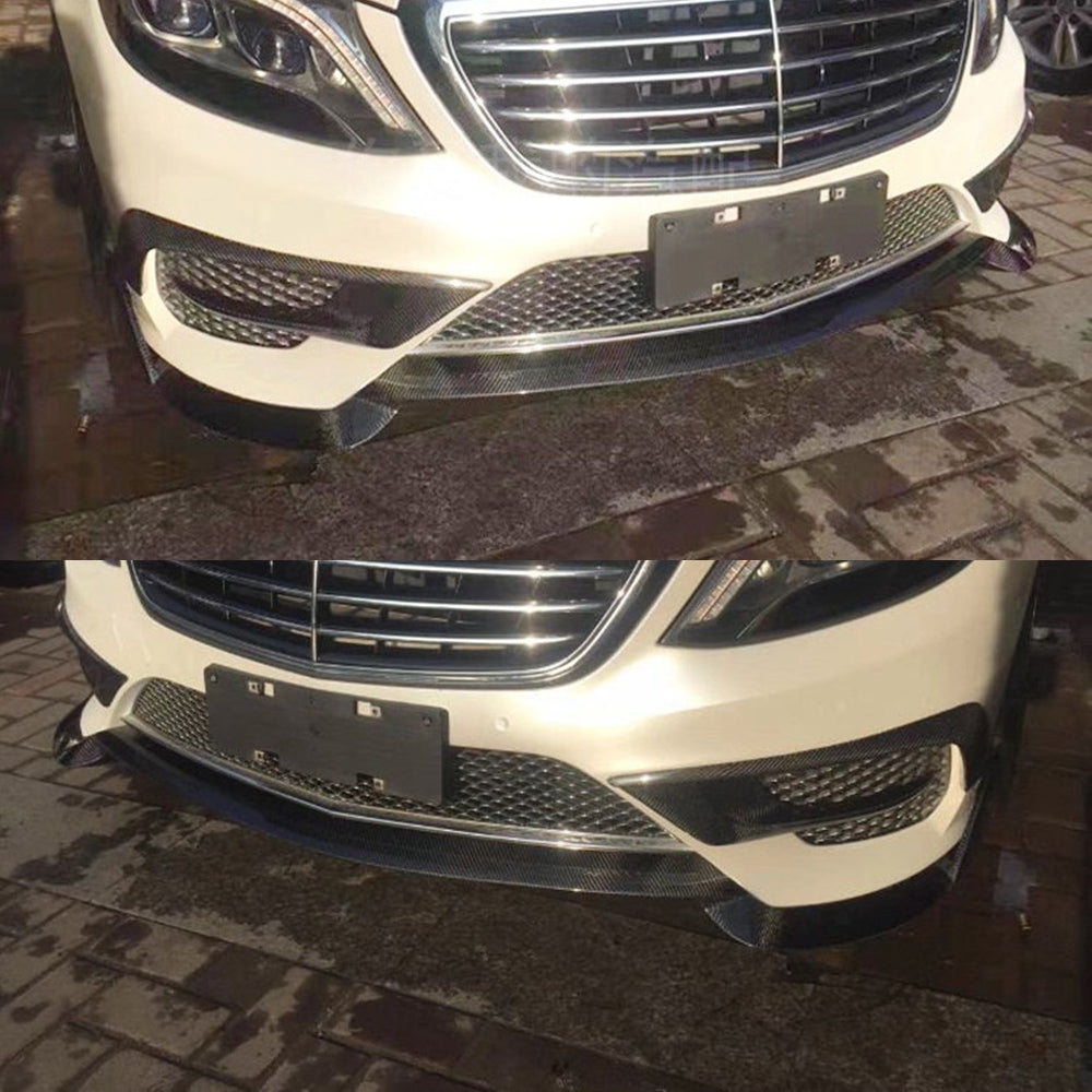 Fit Mercedes Benz W222 S63 AMG 2013-2017 Real Carbon Rear Bumper Diffuser Front Splitter Trunk Spoiler