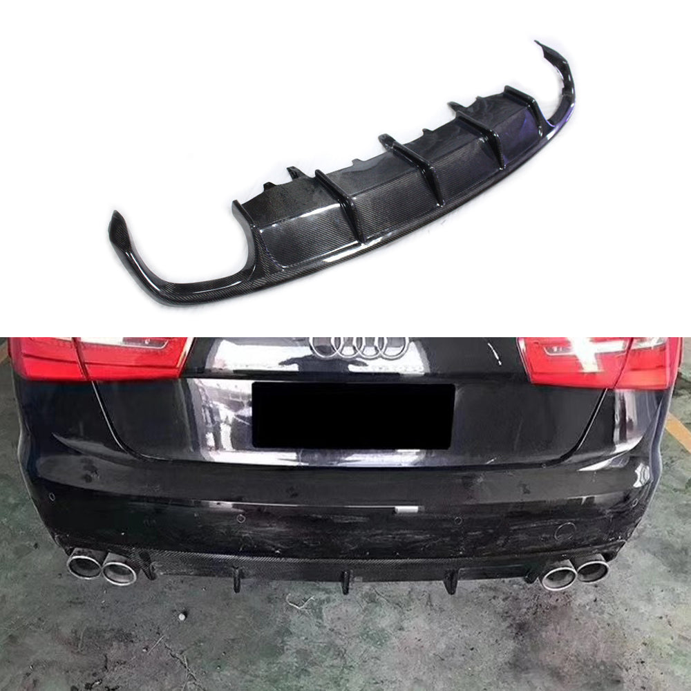 Fit Audi A6 C7 Sline S6 2012-2015 Real Carbon Rear Bumper Diffuser Lip Spoiler