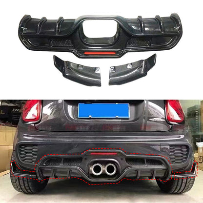 Fit Mini F55 F56 JCW 2014-2020 Real Carbon Rear Bumper Diffuser Lip Splitters