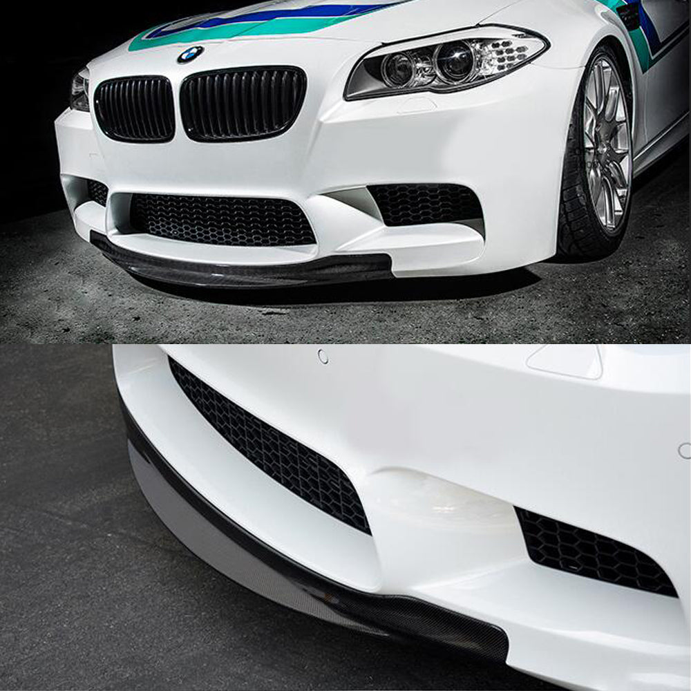 Fit BMW 5Ser F10 M5 2009-2013 Real Carbon Front Bumper Lip Splitter Aprons R Style