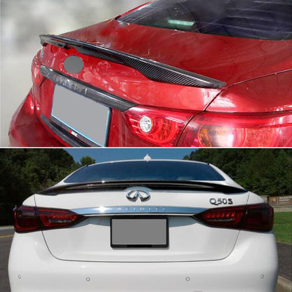 Fit Infiniti Q50 2014-2017 Real Carbon Rear Trunk Spoiler Wing