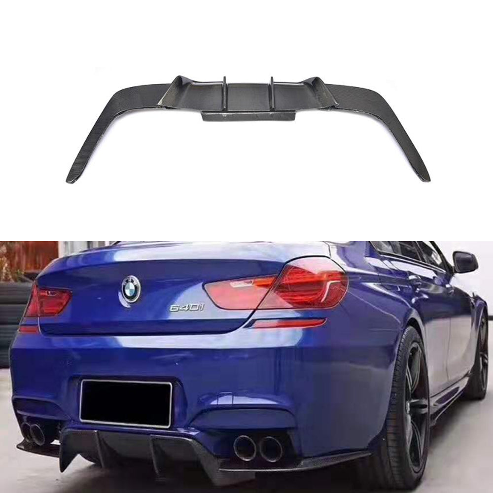 Fit BMW 6Ser F06 F12 F13 M6 2012-2016 Real Carbon Rear Bumper Diffuser Lip Spoiler V Style