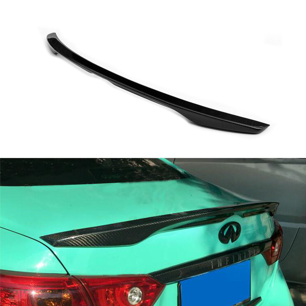 Fit Infiniti Q50 2014-2017 Real Carbon Rear Trunk Spoiler Wing