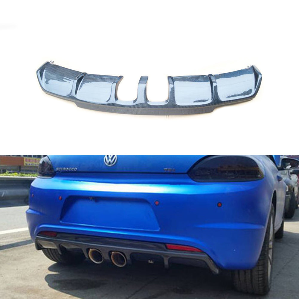 Fit Volkswagen Scirocco R 2008-2014 Echt Carbon Heckschürze Diffusor Lip Spoiler