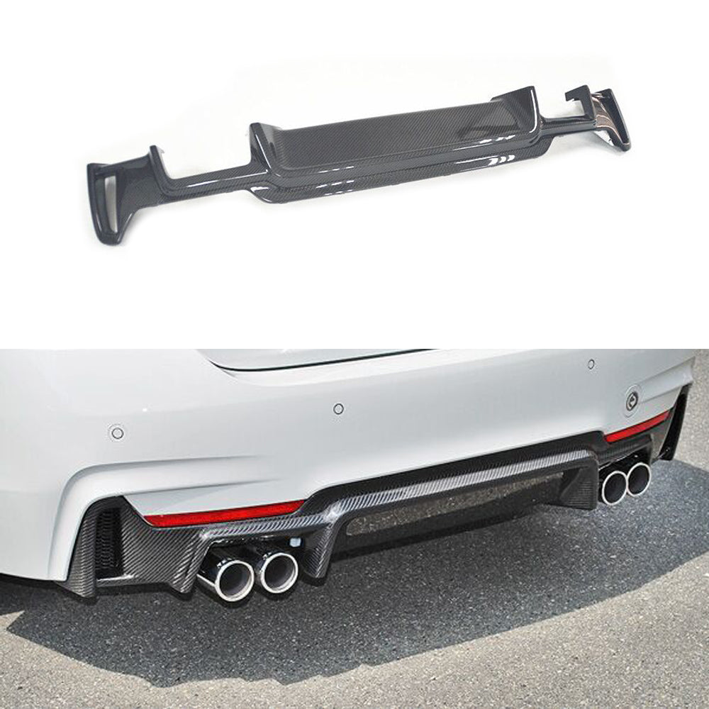 Fit BMW 4Ser F32 F33 F36 M Sport 2014-2018 Real Carbon Rear Bumper Diffuser Lip Spoiler