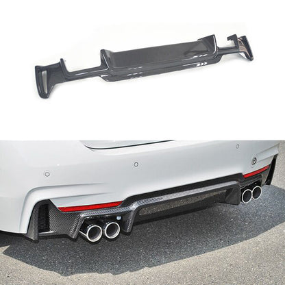 Fit BMW 4Ser F32 F33 F36 M Sport 2014-2018 Real Carbon Rear Bumper Diffuser Lip Spoiler