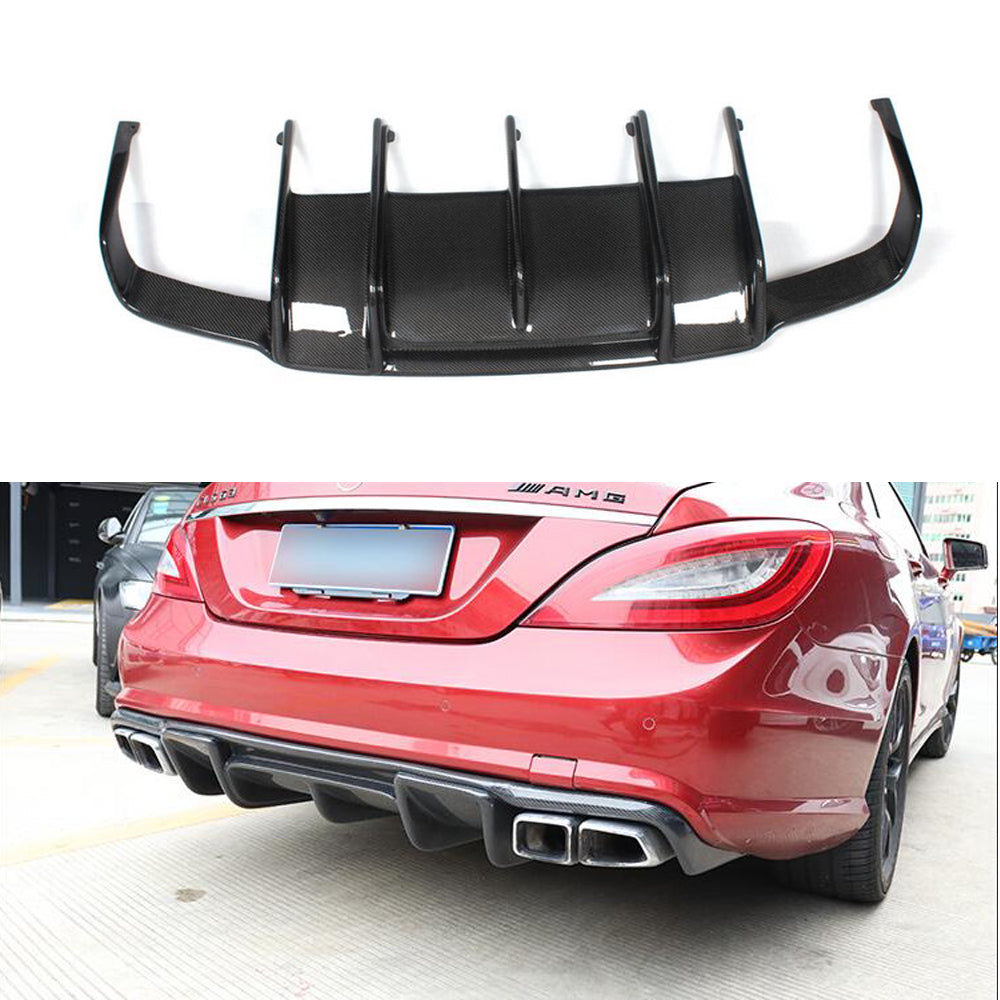 Fit Mercedes Benz W218 C218 CLS63 AMG 2011-2018 Real Carbon Rear Bumper Diffuser Lip Spoiler R Style