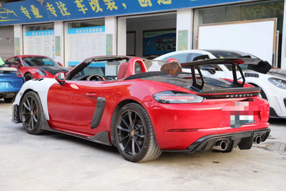 Fit Porsche 718 Cayman Boxster 2016-2019 Real Carbon Trunk Spoiler Wing GT4 Style