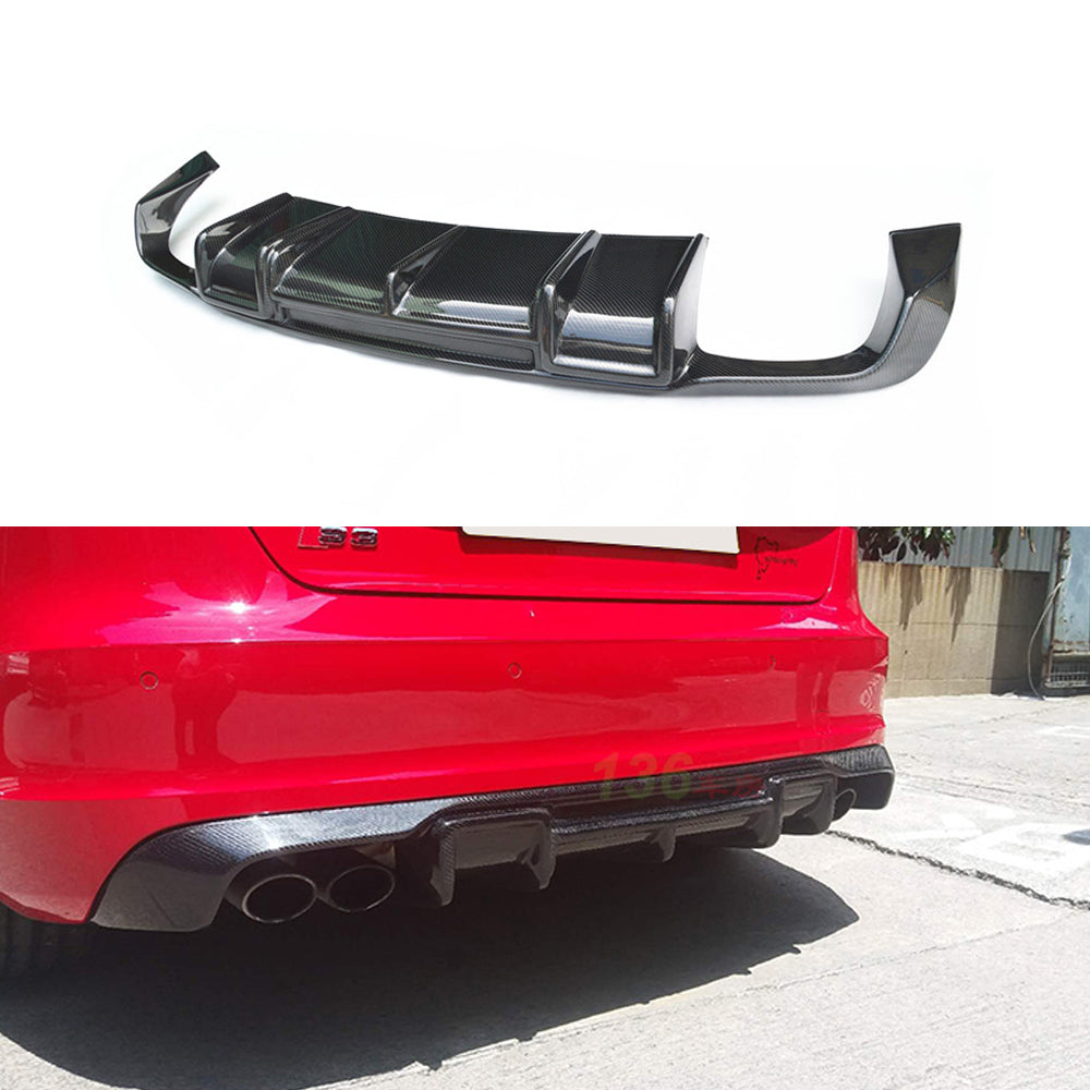 Fit Audi A3 8V Sline S3 2014-2016 Real Carbon Front Bumper Lip Splitter Side Skirts Rear Diffuser Spoielr