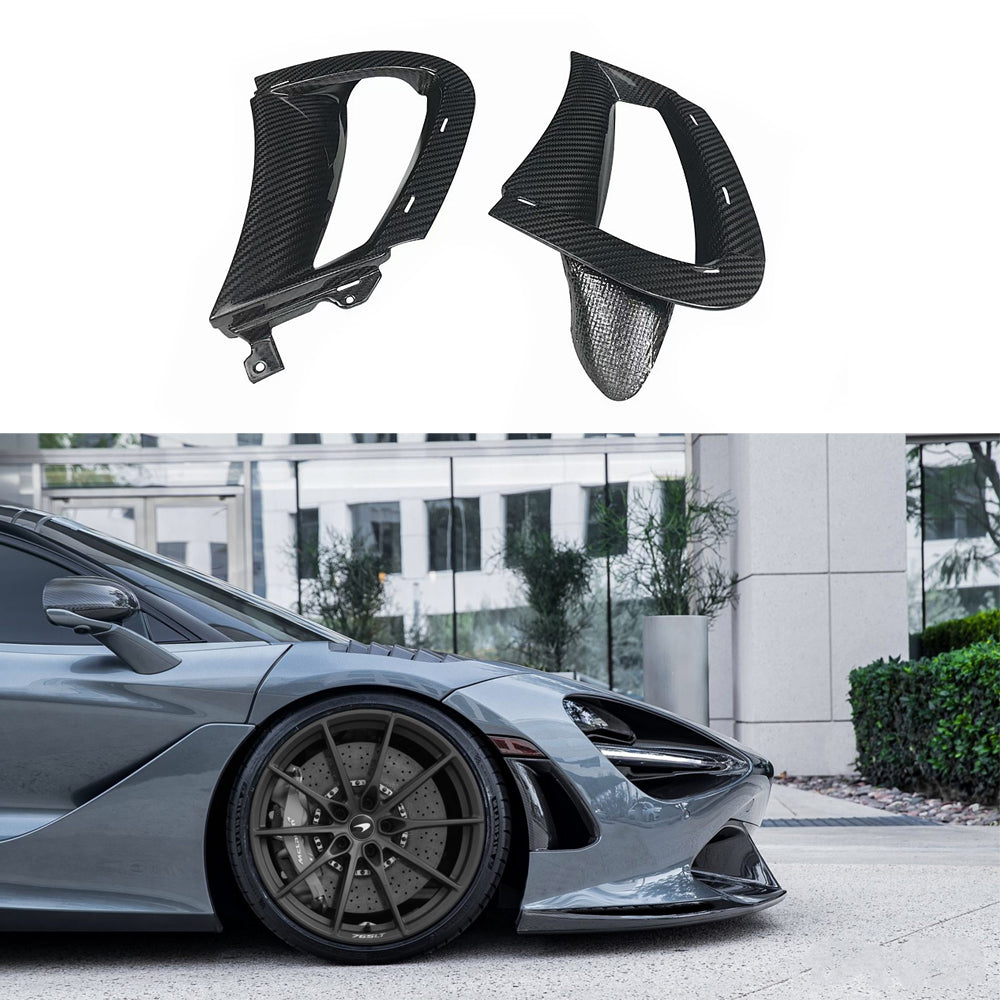 Fit McLaren 720S 2017-2020 Real Carbon Front Bumper Side Fender Air Vent Cover