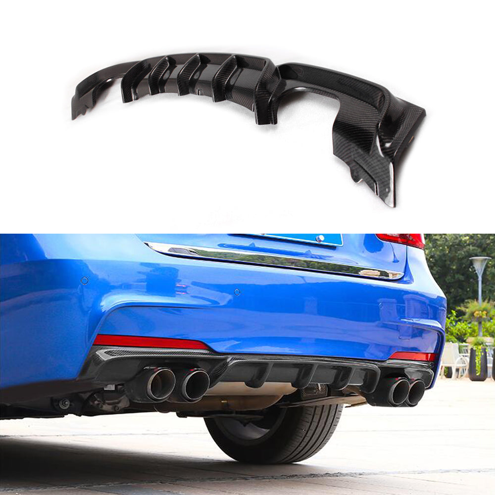 Fit BMW 3Ser F30 M Sport 2013-2017 Echt Carbon Heckschürze Diffusor Lip Spoiler