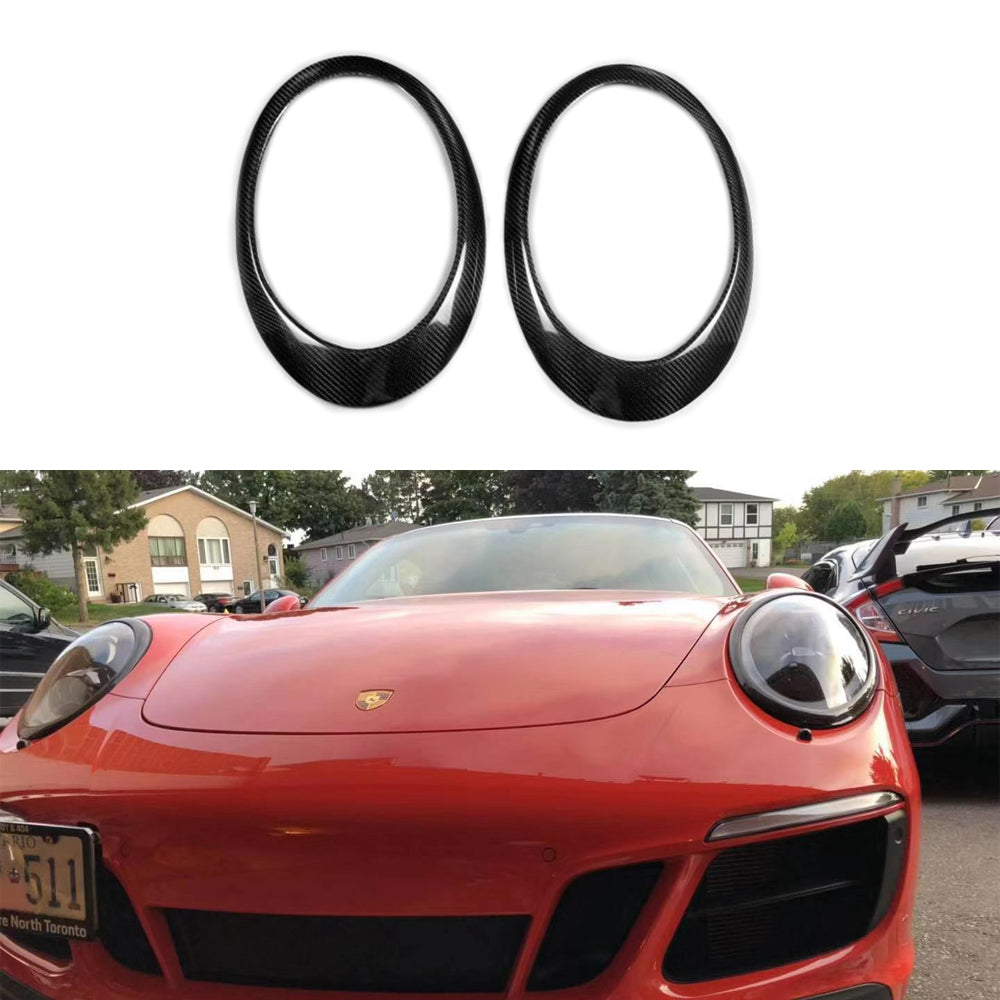 Fit Porsche 911 991 997 2005-2014 Real Carbon Headlight Eyelid Cover Trim