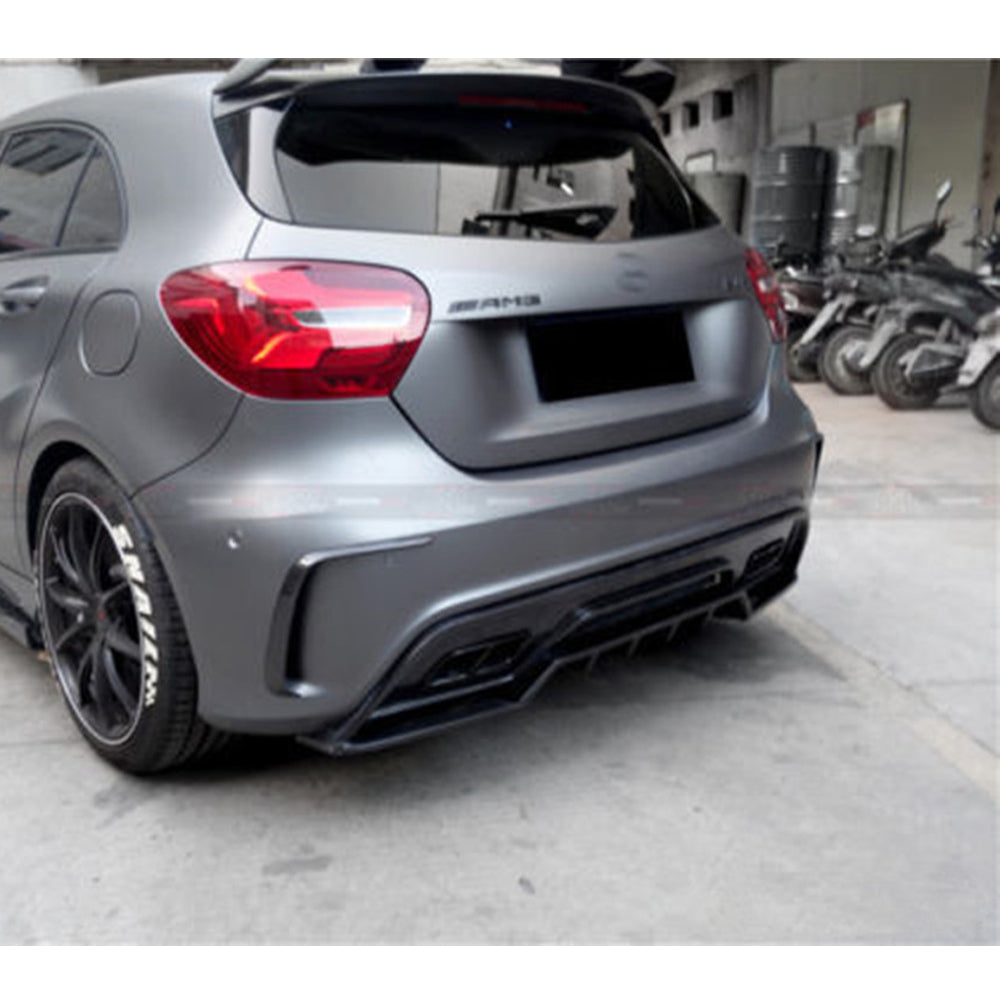 Fit Mercedes Benz A W176 A45 AMG 2014-2019 Real Carbon Rear Bumper Diffuser Lip Spoiler