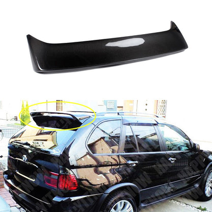 Fit BMW E70 X5 2007-2013 Real Carbon Rear Trunk Roof Spoiler Wing H Style