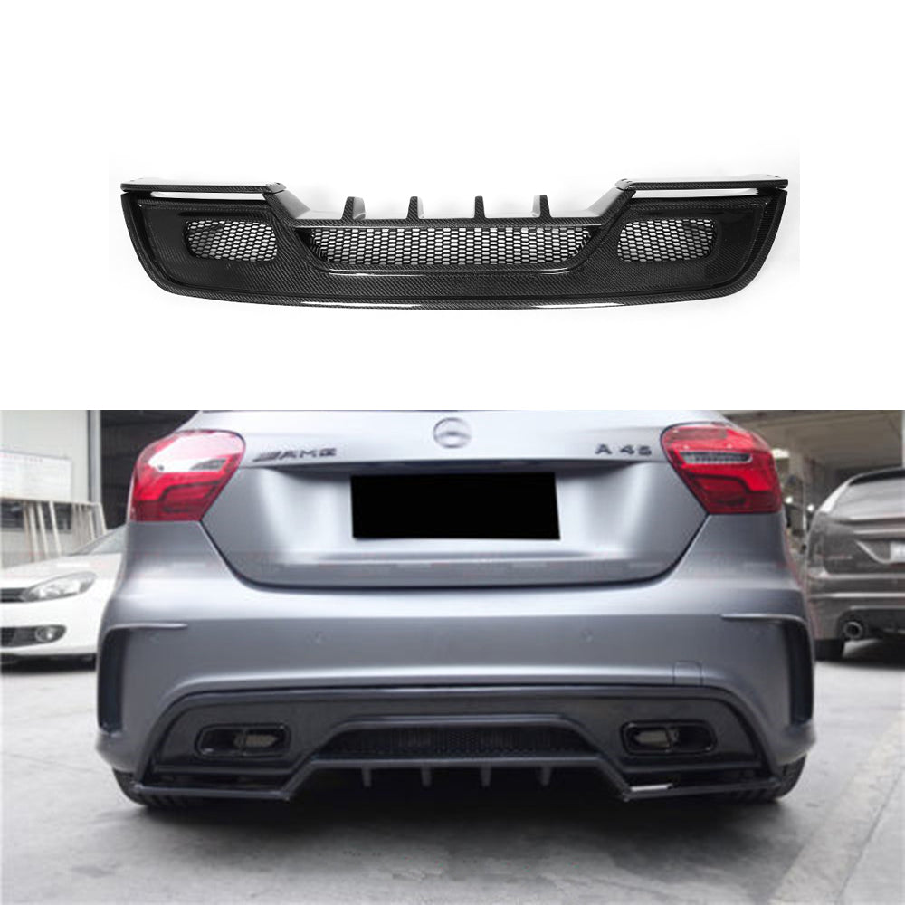 Fit Mercedes Benz A W176 A45 AMG 2014-2019 Real Carbon Rear Bumper Diffuser Lip Spoiler