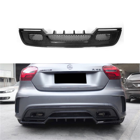 Fit Mercedes Benz A W176 A45 AMG 2014-2019 Real Carbon Rear Bumper Diffuser Lip Spoiler
