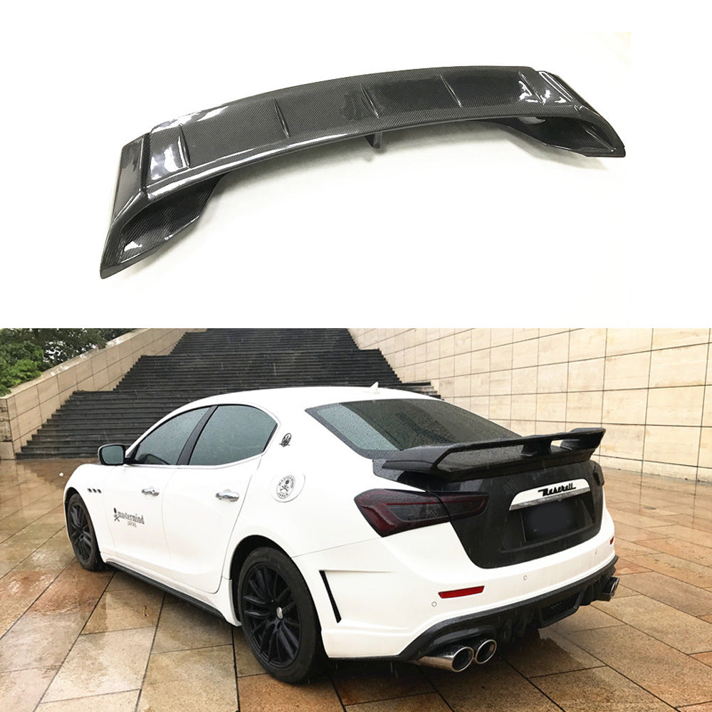 Fit Maserati Ghibli 2013-2017 Real Carbon Rear Bumper Diffuser Front Splitter Trunk Spoiler Wing