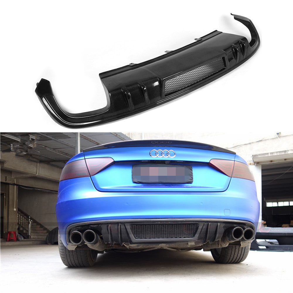 Passend für Audi A5 B8.5 Sline S5 2012–2016 Echt Carbon Heckstoßstange Diffusor Lip Spoiler DTM Stil