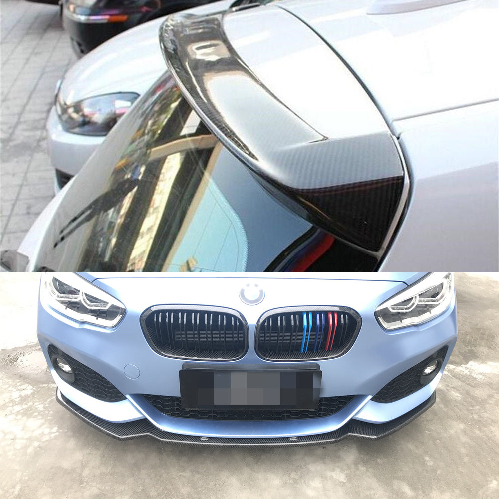 Fit BMW 1Ser F20 M Sport 2015-2019 Real Carbon Rear Bumper Diffuser Front Splitter Side Skirts Trunk Spoiler Wing