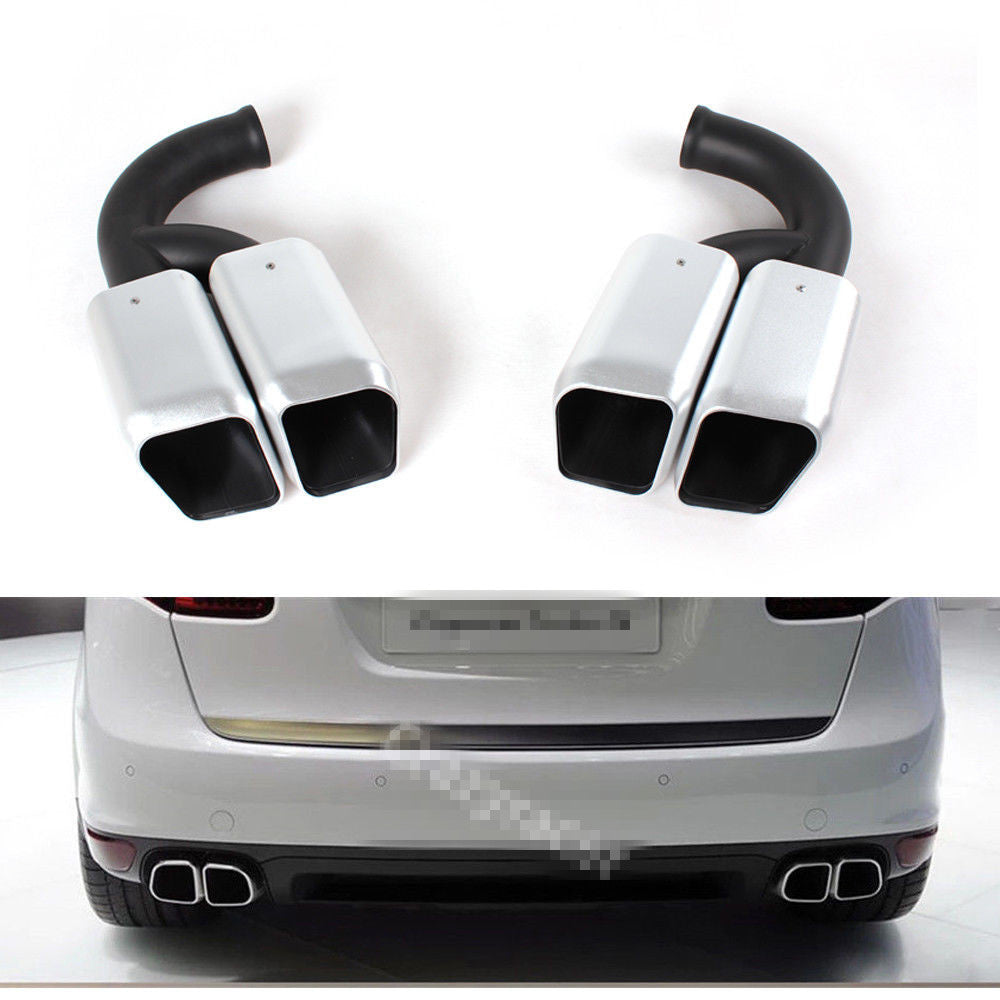 Fit Porsche Cayenne V6 V8 GTS 2011-2014 Black Rear Exhaust Tips Muffler Pipes